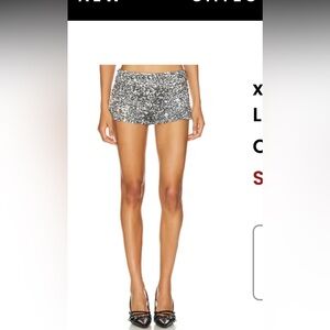 Lovers and Friends silver sequin shorts